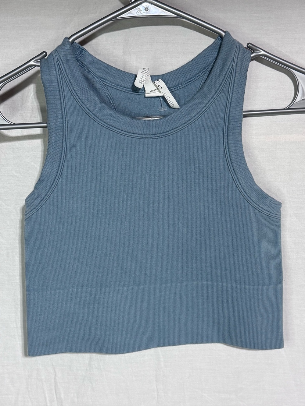 DSG Ribbed Cropped Tank Top - Slate Blue